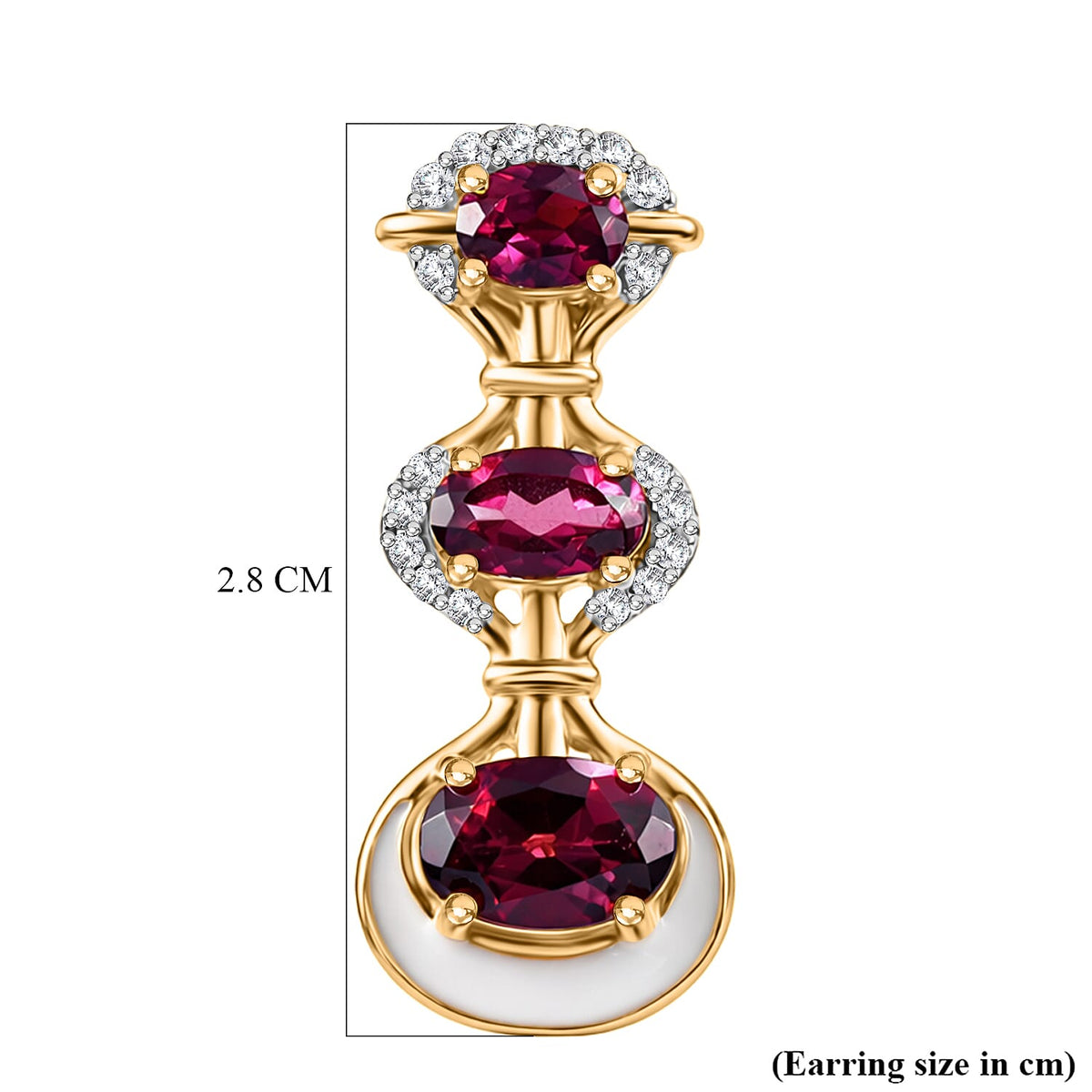 D'Joy Rhodolite Garnet &amp; White Zircon Vertical Drop Push Post Earring in Yellow Gold Plated Sterling Silver 2.42 Ct. 8500928 6