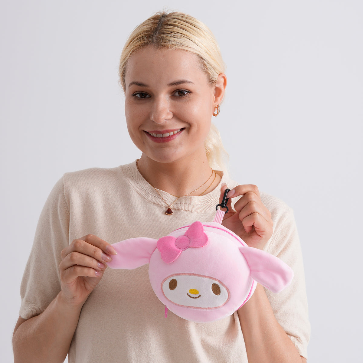 2-in-1 Rabit Pattern Eye Mask &amp; Neck Pillow Duo - Pink V32699877 3