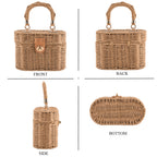 Vintage Style Straw Box Bag with Twist-Lock Clasp & Gold Chain Strap - Brown_8501161_4
