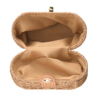 Vintage Style Straw Box Bag with Twist-Lock Clasp & Gold Chain Strap - Brown_8501161_5