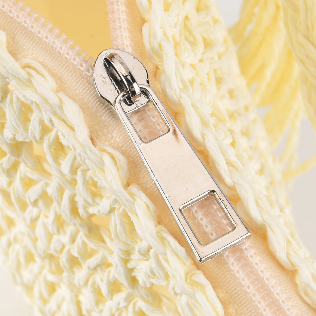 Striped Crochet Messenger Crossbody Bag - Cream_8501204_6