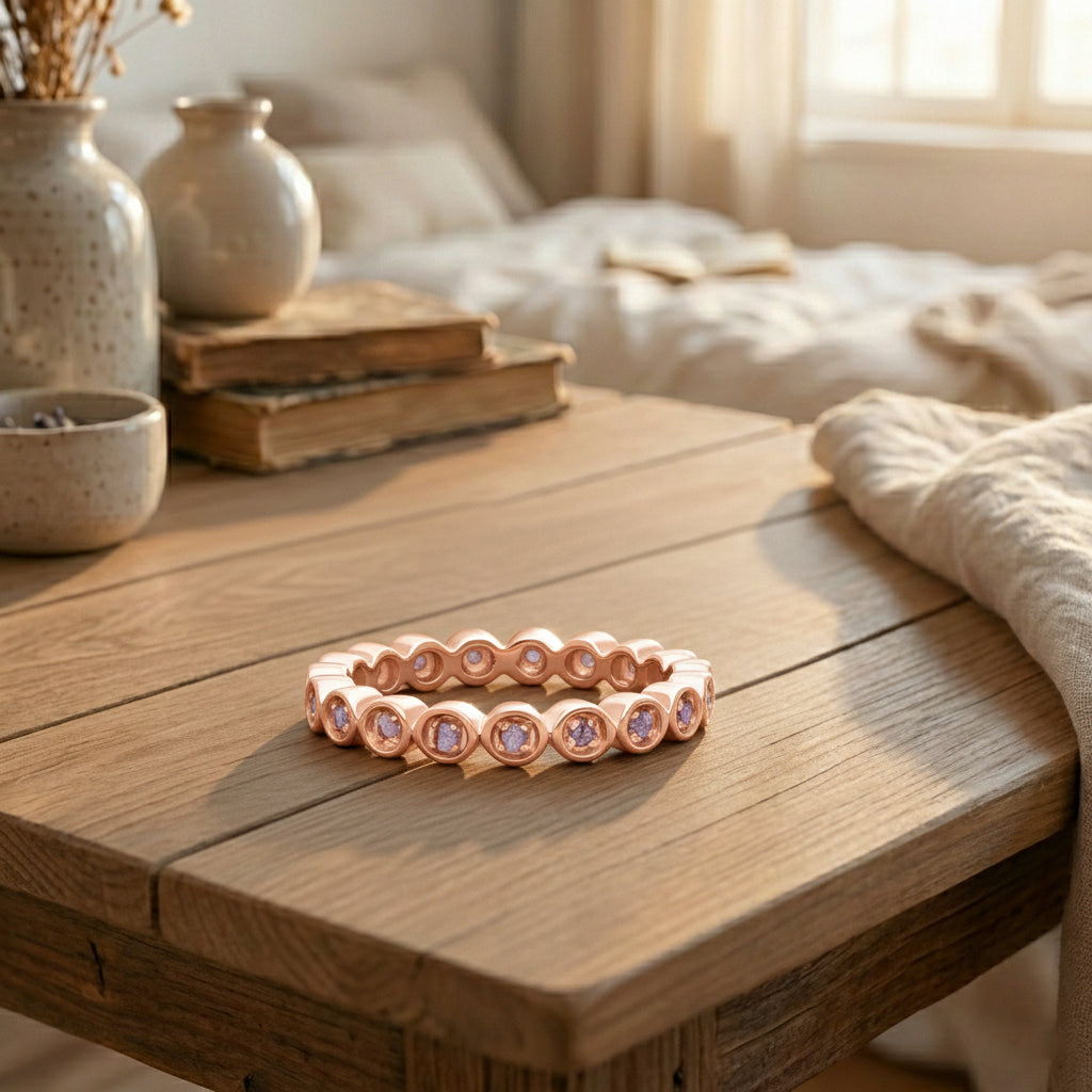 D'Joy Natural Pink Diamond Full Eternity Ring in 18K Vermeil Rose Gold Plated Sterling Silver 0.27 Ct. V32515015 3