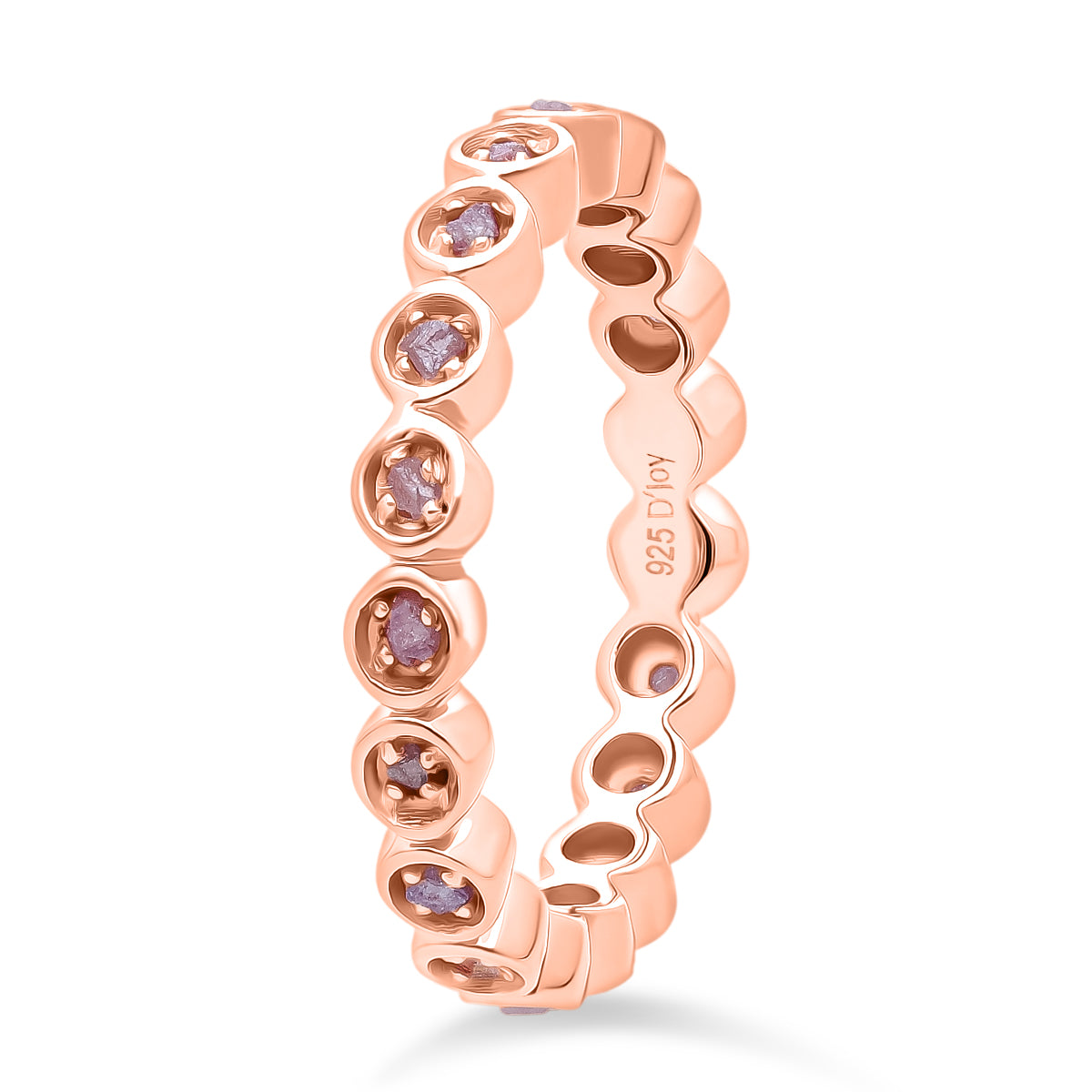 D'Joy Natural Pink Diamond Full Eternity Ring in 18K Vermeil Rose Gold Plated Sterling Silver 0.27 Ct. V32515015 4