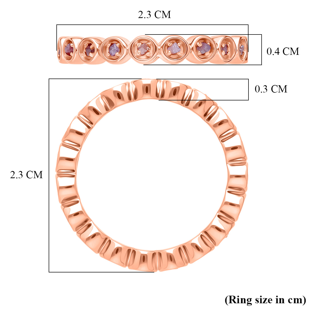D'Joy Natural Pink Diamond Full Eternity Ring in 18K Vermeil Rose Gold Plated Sterling Silver 0.27 Ct. V32515015 6