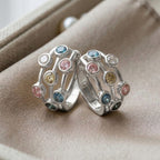 The Effervescent Watercolour Diamond Bubble Earrings Set with 2.00cts of Si Clarity Lab Grown Yellow, Pink, White, Green & Blue Diamonds