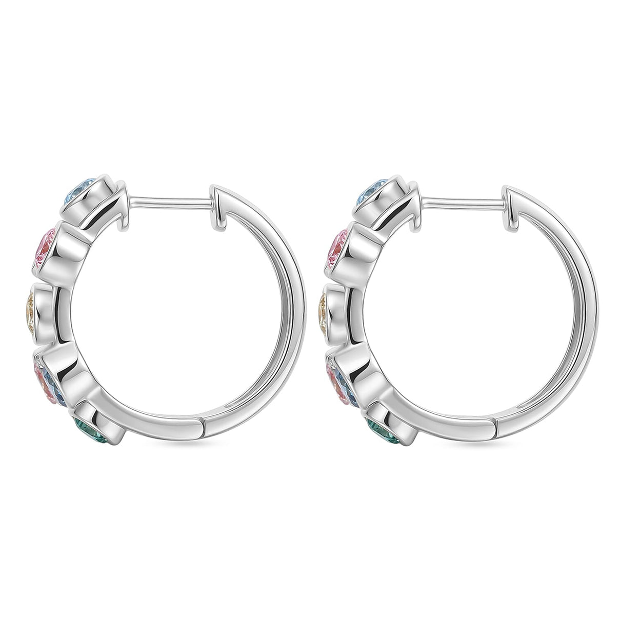 LUXURIANT 2 Ct. Multi Colour Lab Grown Diamond Hoop Earrings in Rhodium Overlay Sterling Silver V32516822 6