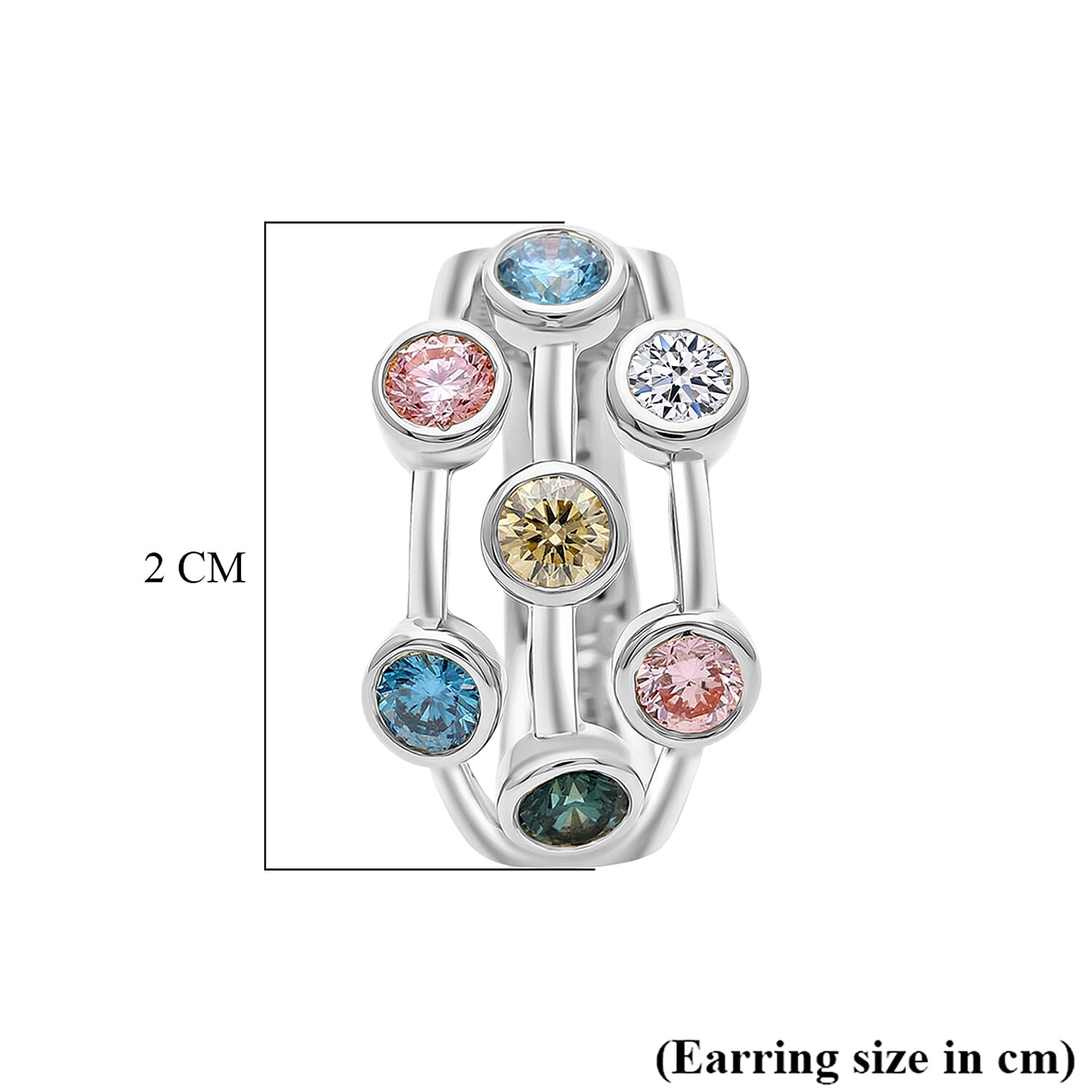 LUXURIANT 2 Ct. Multi Colour Lab Grown Diamond Hoop Earrings in Rhodium Overlay Sterling Silver V32516822 7