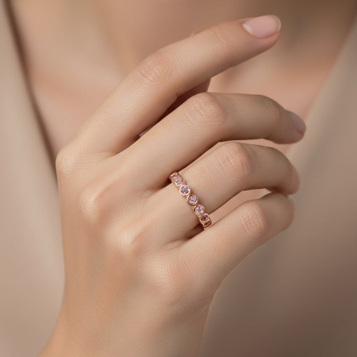 D'Joy Natural Pink Diamond Full Eternity Ring in 18K Vermeil Rose Gold Plated Sterling Silver 0.27 Ct 8501361 2
