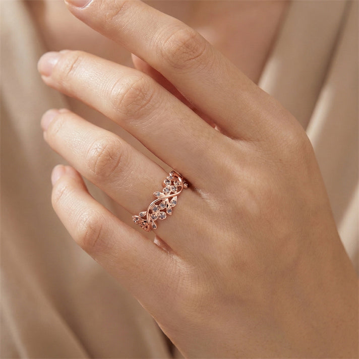 D'Joy Natural Pink Diamond Leaf Vine Ring in 18K Vermeil Rose Gold Plated Sterling Silver 8501363 2