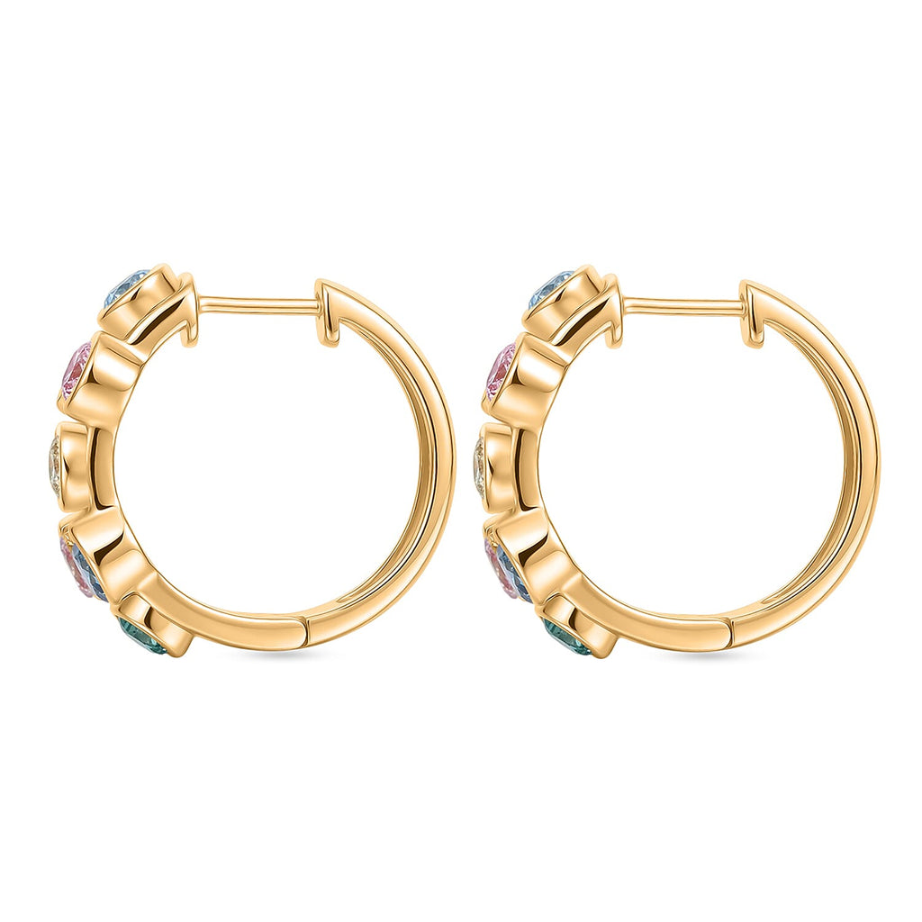 The Effervescent Watercolour Diamond Bubble Earrings Set with 2.00cts of Si Clarity Lab Grown Yellow, Pink, White, Green & Blue Diamonds