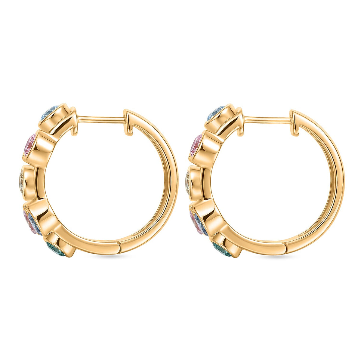 LUXURIANT 2 Ct. Multi Colour Lab Grown Diamond Hoop Earrings in 18K Vermeil Yellow Gold Over Sterling Silver V32525975 6
