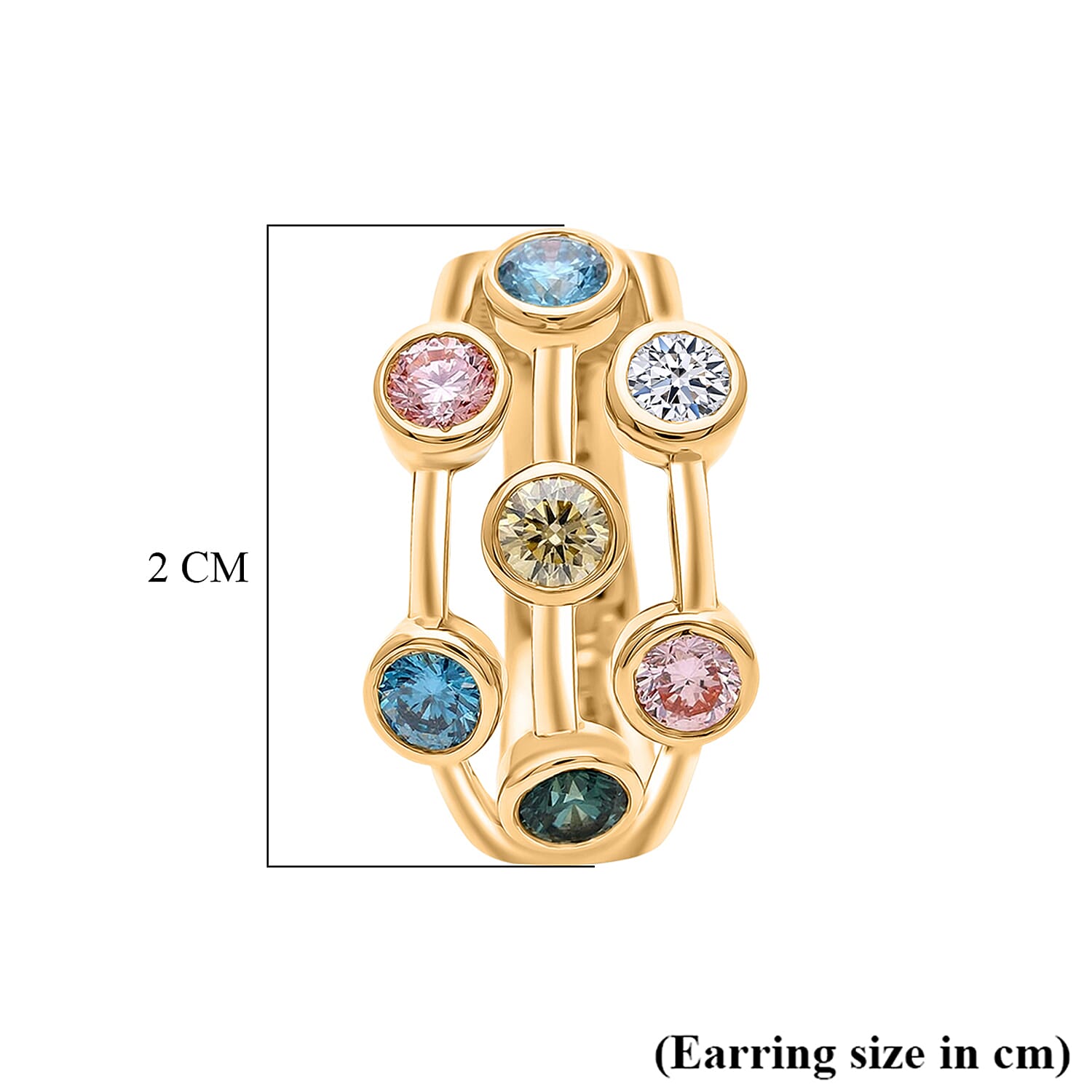 LUXURIANT 2 Ct. Multi Colour Lab Grown Diamond Hoop Earrings in 18K Vermeil Yellow Gold Over Sterling Silver V32525975 7