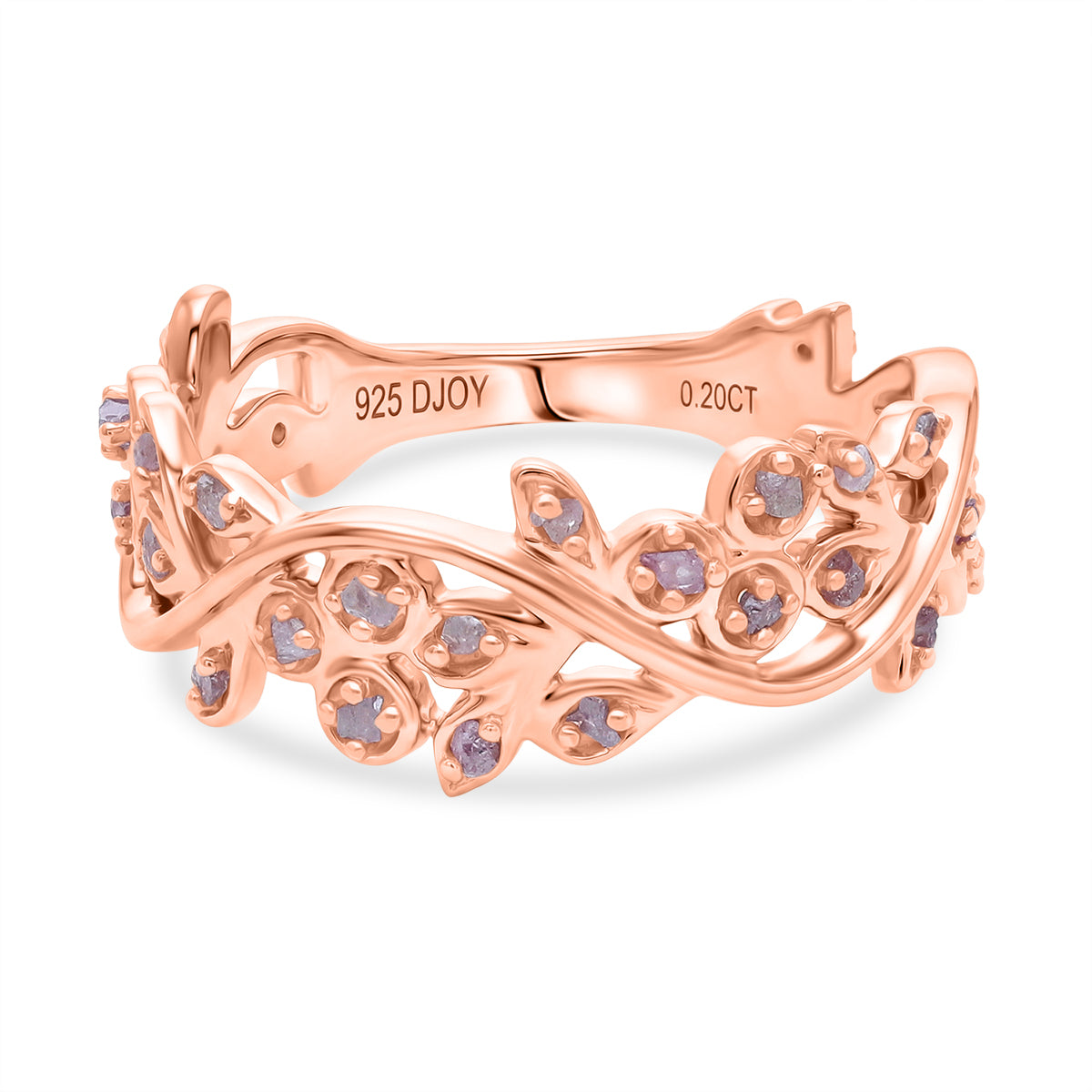D'Joy Natural Pink Diamond Leaf Vine Ring in 18K Vermeil Rose Gold Plated Sterling Silver V32519812 0