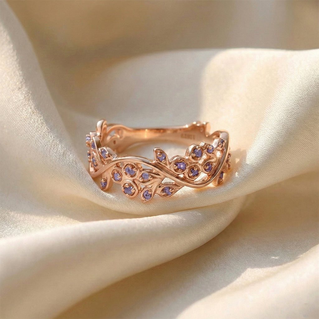 D'Joy Natural Pink Diamond Leaf Vine Ring in 18K Vermeil Rose Gold Plated Sterling Silver_8501402_2