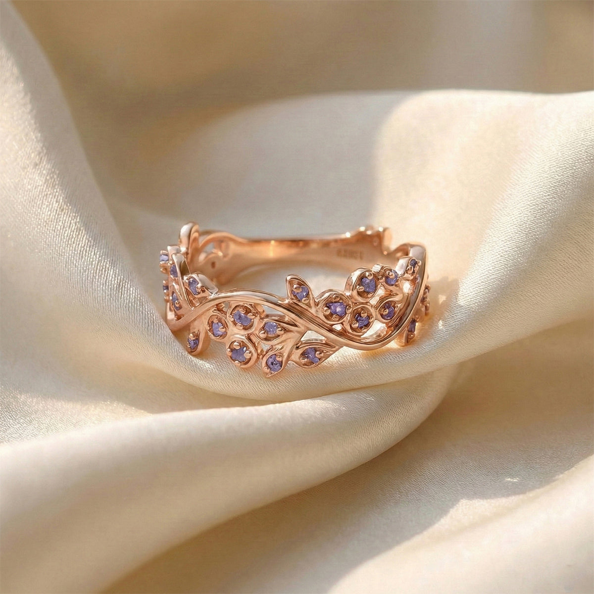 D'Joy Natural Pink Diamond Leaf Vine Ring in 18K Vermeil Rose Gold Plated Sterling Silver V32519812 3