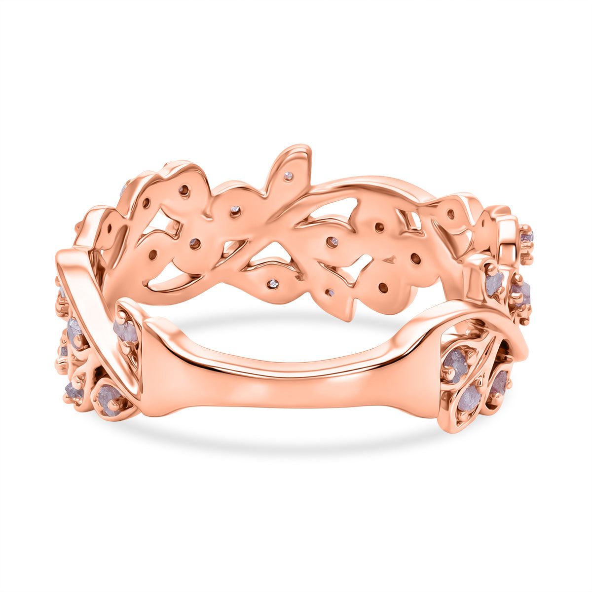 D'Joy Natural Pink Diamond Leaf Vine Ring in 18K Vermeil Rose Gold Plated Sterling Silver V32519812 5