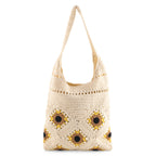 Floral Crochet Slouchy Tote Bag - Cream_8501468