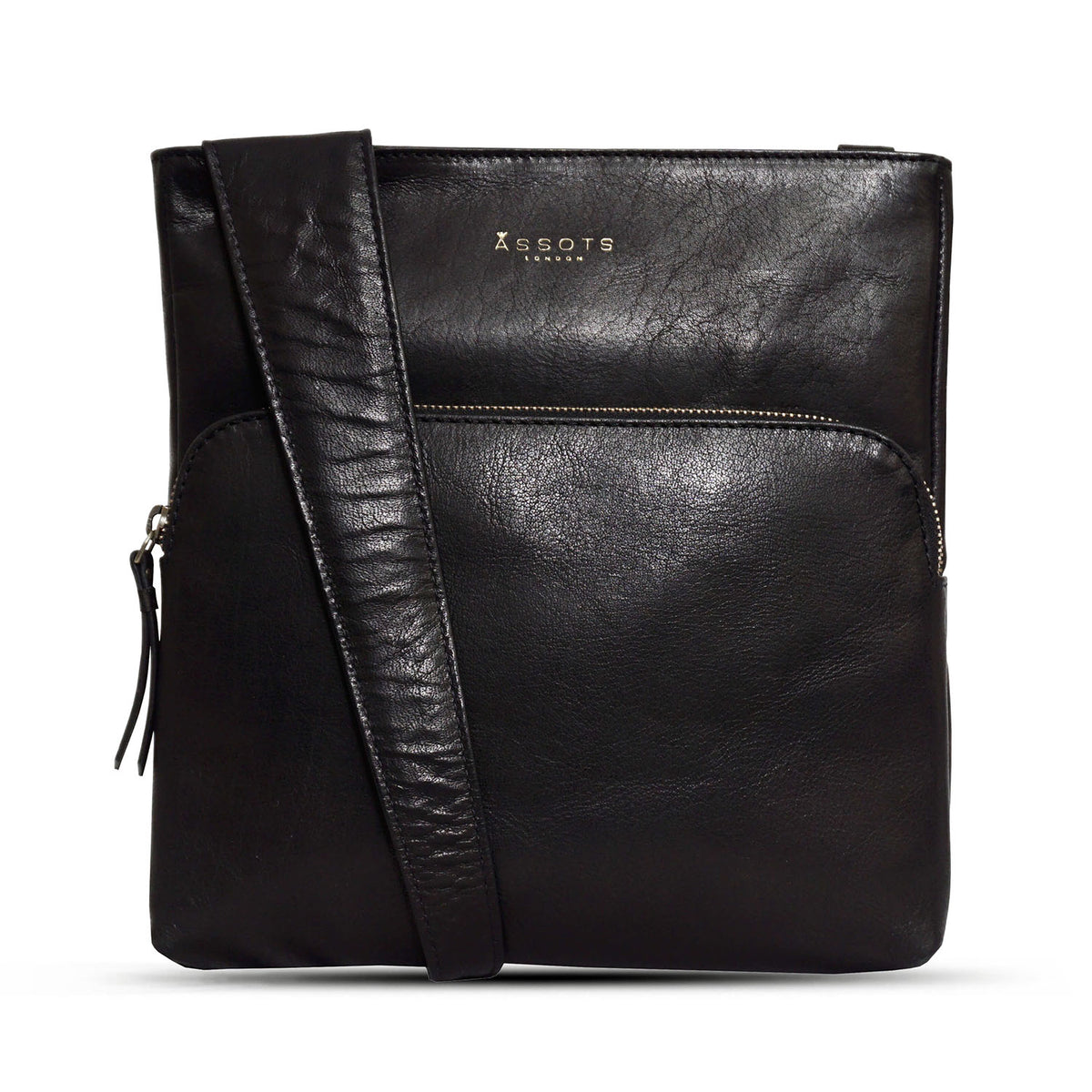 Assots London Canary Black Vintage Leather Sling Crossbody Bag 8501588 0