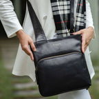 Assots London Canary Black Vintage Leather Sling Crossbody Bag_8501588_1