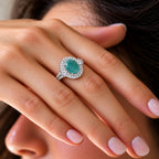 D'Joy Grandidierite, Moissanite Main Stone With Surrounding Stone Ring in Rhodium OverlaySterling Silver, Silver Wt.5.36 Gms  4.300  Ct._8501742_1