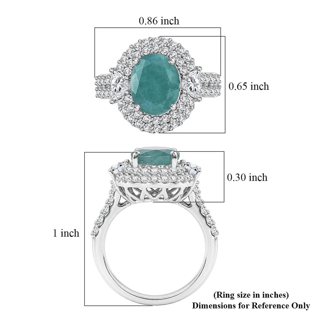Certified and Appraised D'Joy Grandidierite, Moissanite Main Stone With Surrounding Stone Ring in Rhodium Overlay Sterling Silver, Silver Wt.5.36 Gms 4.300 Ct. 8501742 6