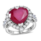 D'Joy Niassa Ruby, Moissanite Main Stone With Side Stone Ring in Rhodium OverlaySterling Silver  9.400  Ct._8501745