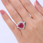 D'Joy Niassa Ruby, Moissanite Main Stone With Side Stone Ring in Rhodium OverlaySterling Silver  9.400  Ct._8501745_2