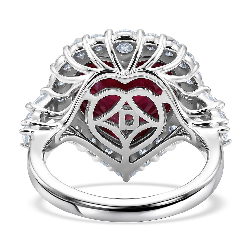 D'Joy Niassa Ruby, Moissanite Main Stone With Side Stone Ring in Rhodium OverlaySterling Silver  9.400  Ct._8501745_4