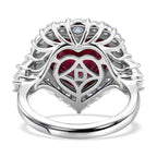 D'Joy Niassa Ruby, Moissanite Main Stone With Side Stone Ring in Rhodium OverlaySterling Silver  9.400  Ct._8501745_4