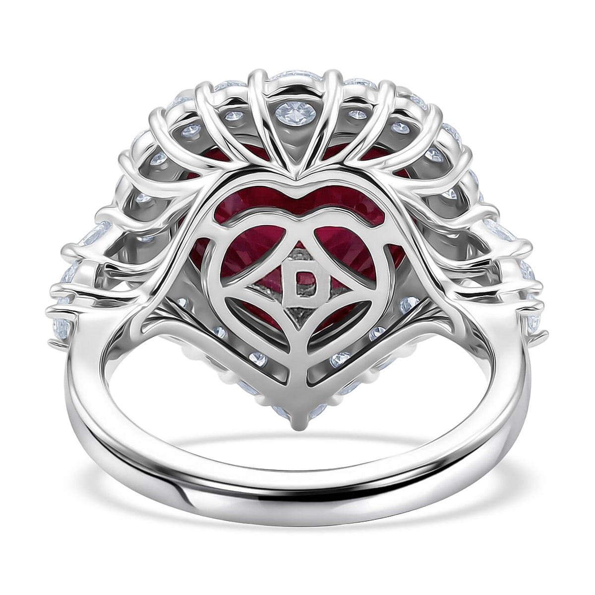 D'Joy Niassa Ruby, Moissanite Main Stone With Side Stone Ring in Rhodium OverlaySterling Silver  9.400  Ct. 8501745 4
