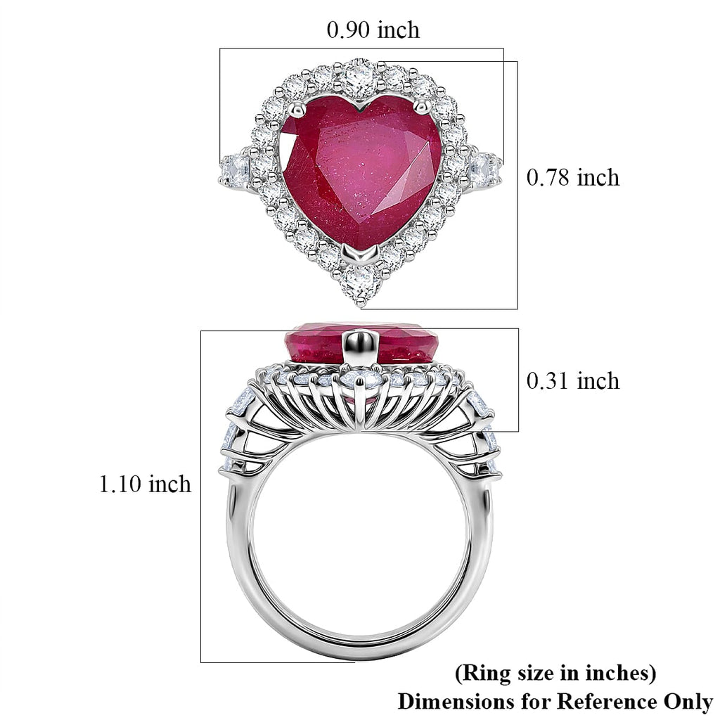D'Joy Niassa Ruby, Moissanite Main Stone With Side Stone Ring in Rhodium OverlaySterling Silver  9.400  Ct._8501745_5