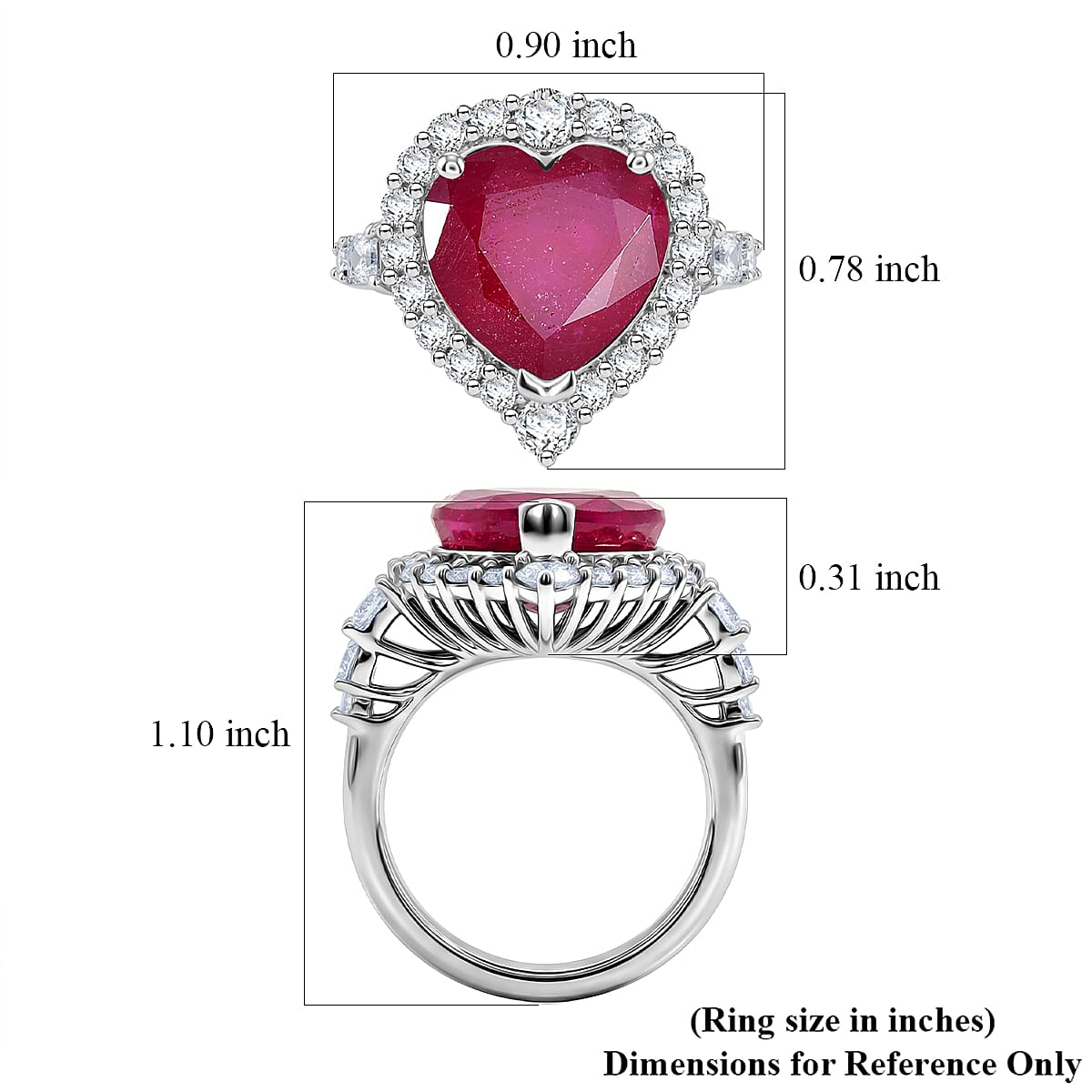 D'Joy Niassa Ruby, Moissanite Main Stone With Side Stone Ring in Rhodium OverlaySterling Silver  9.400  Ct. 8501745 5