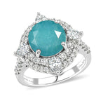 D'Joy Grandidierite, Moissanite Fancy Ring in Rhodium OverlaySterling Silver  4.420  Ct._8501751