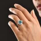 D'Joy Grandidierite, Moissanite Fancy Ring in Rhodium OverlaySterling Silver  4.420  Ct._8501751_2