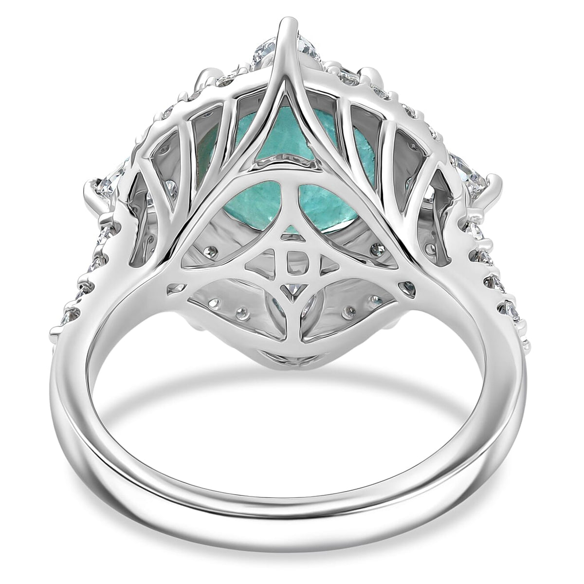 Certified and Appraised D'Joy Grandidierite, Moissanite Fancy Ring in Rhodium Overlay Sterling Silver 4.420 Ct. 8501751 5