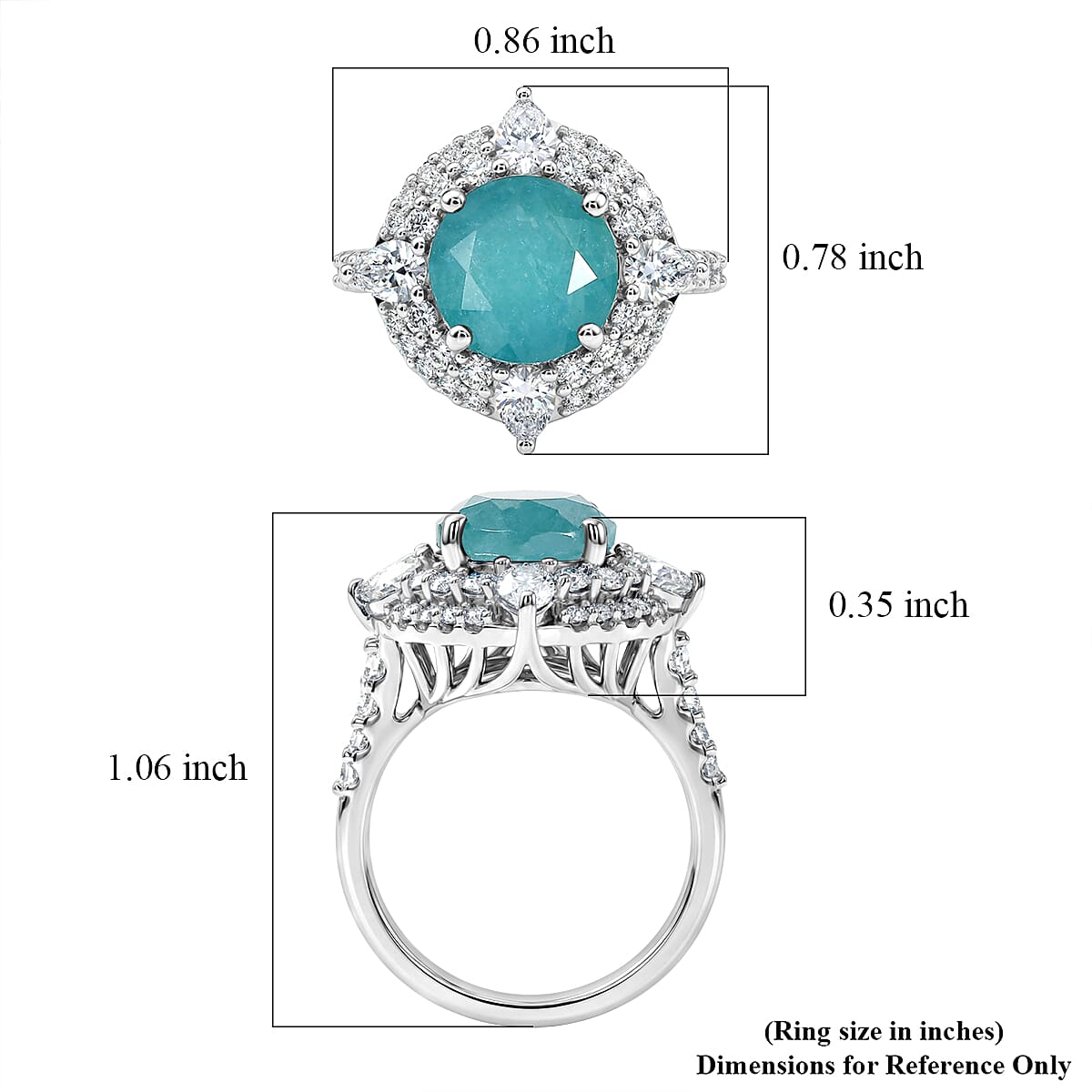Certified and Appraised D'Joy Grandidierite, Moissanite Fancy Ring in Rhodium Overlay Sterling Silver 4.420 Ct. 8501751 6