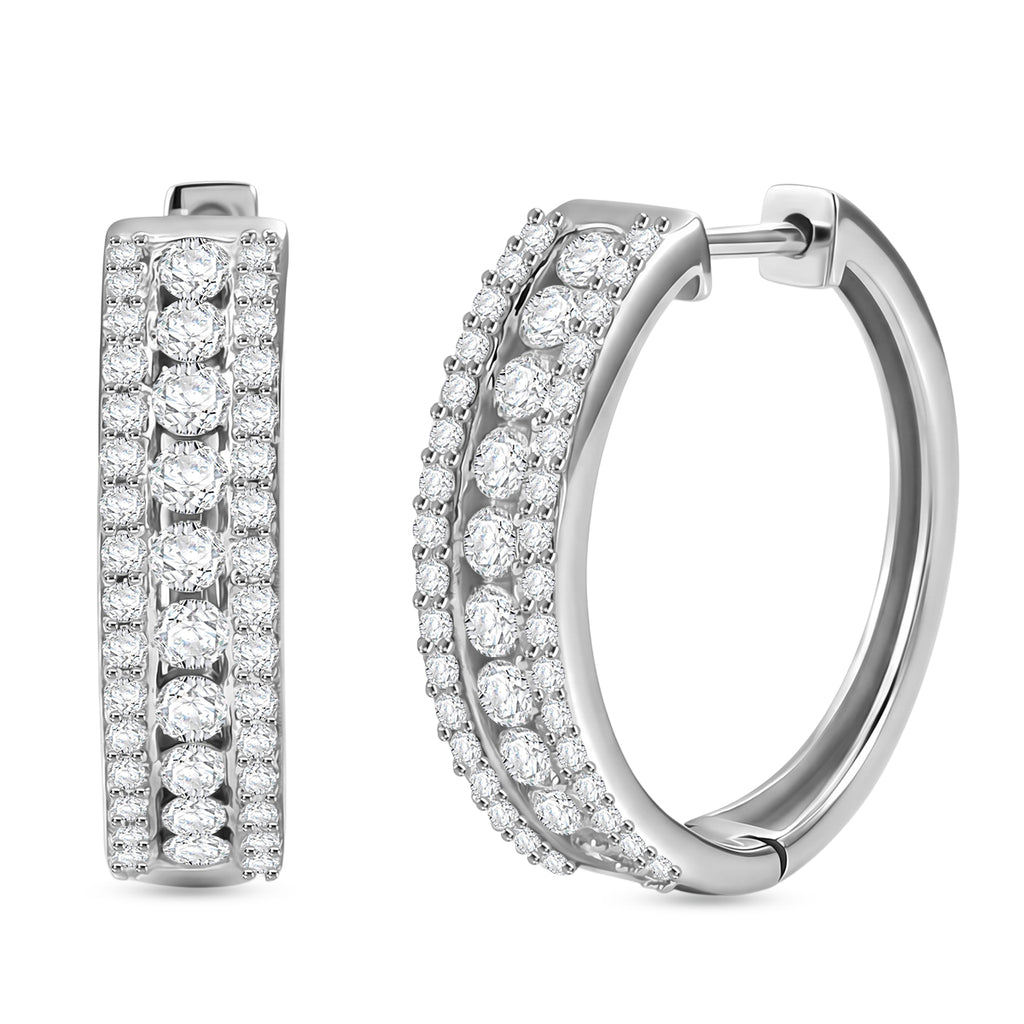 Luxuriant - Lab Grown Diamond (SI/G-H) Full Hoop Earring in Rhodium Overlay Sterling Silver 1.85 Ct._8501761