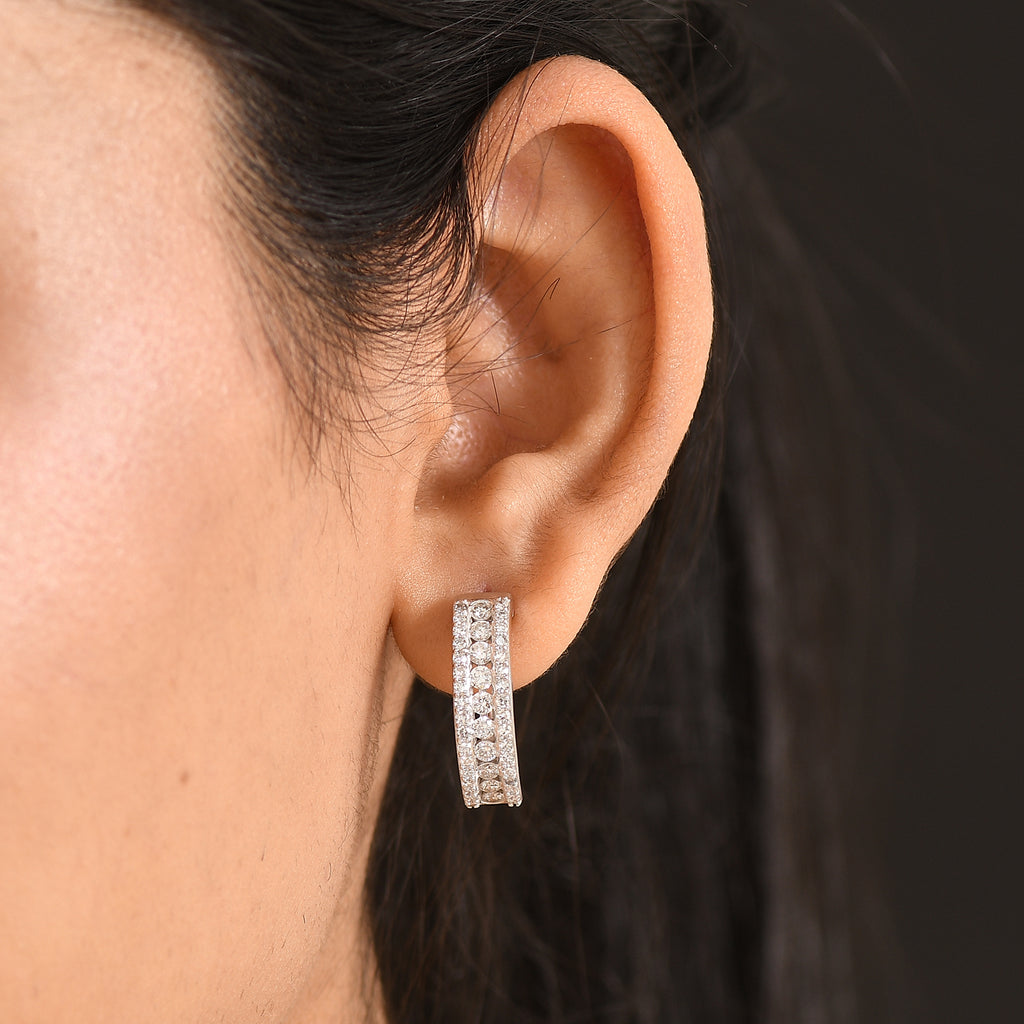 Luxuriant - Lab Grown Diamond (SI/G-H) Full Hoop Earring in Rhodium Overlay Sterling Silver 1.85 Ct._8501761_1