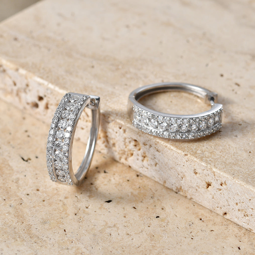 Luxuriant - Lab Grown Diamond (SI/G-H) Full Hoop Earring in Rhodium Overlay Sterling Silver 1.85 Ct._8501761_2