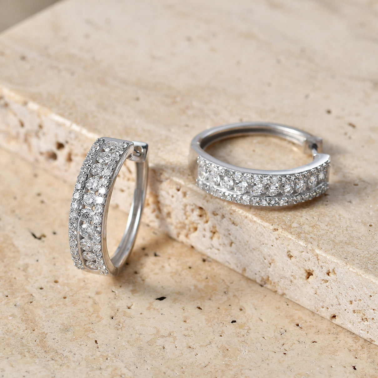 Luxuriant - Lab Grown Diamond (SI-G-H) Full Hoop Earring in Rhodium Overlay Sterling Silver 1.85 Ct. 8501761 3