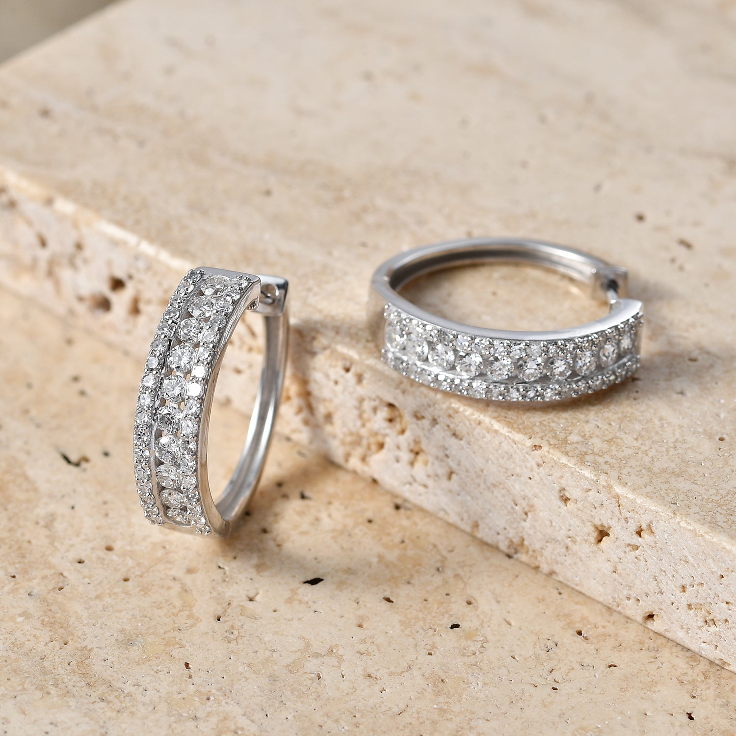 Luxuriant - Lab Grown Diamond (SI-G-H) Full Hoop Earring in Rhodium Overlay Sterling Silver 1.85 Ct. 8501761 3