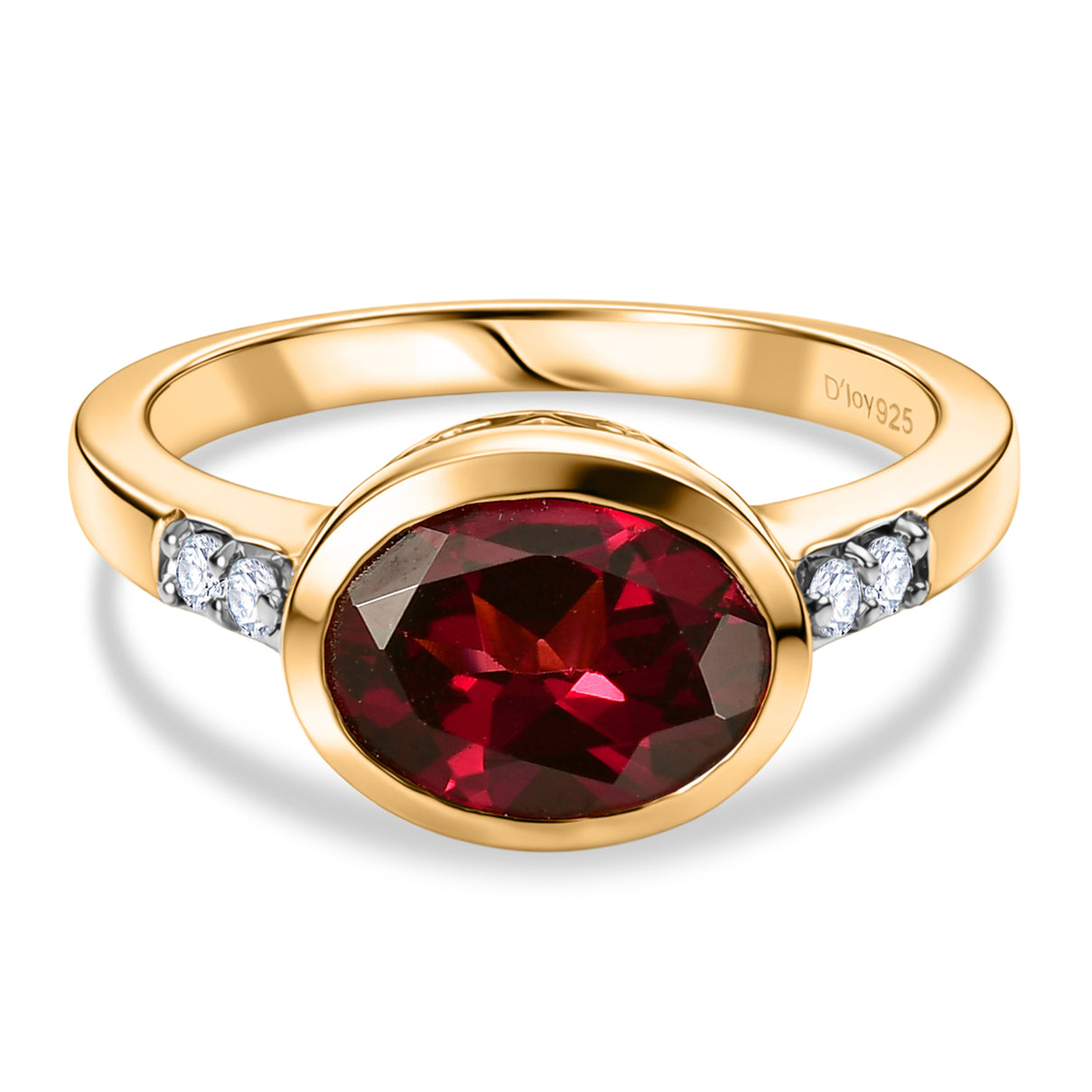 D'Joy Rhodolite Garnet &amp; White Zircon Ring in Yellow Gold Plated Sterling Silver 2.34 Ct. 8501762 0