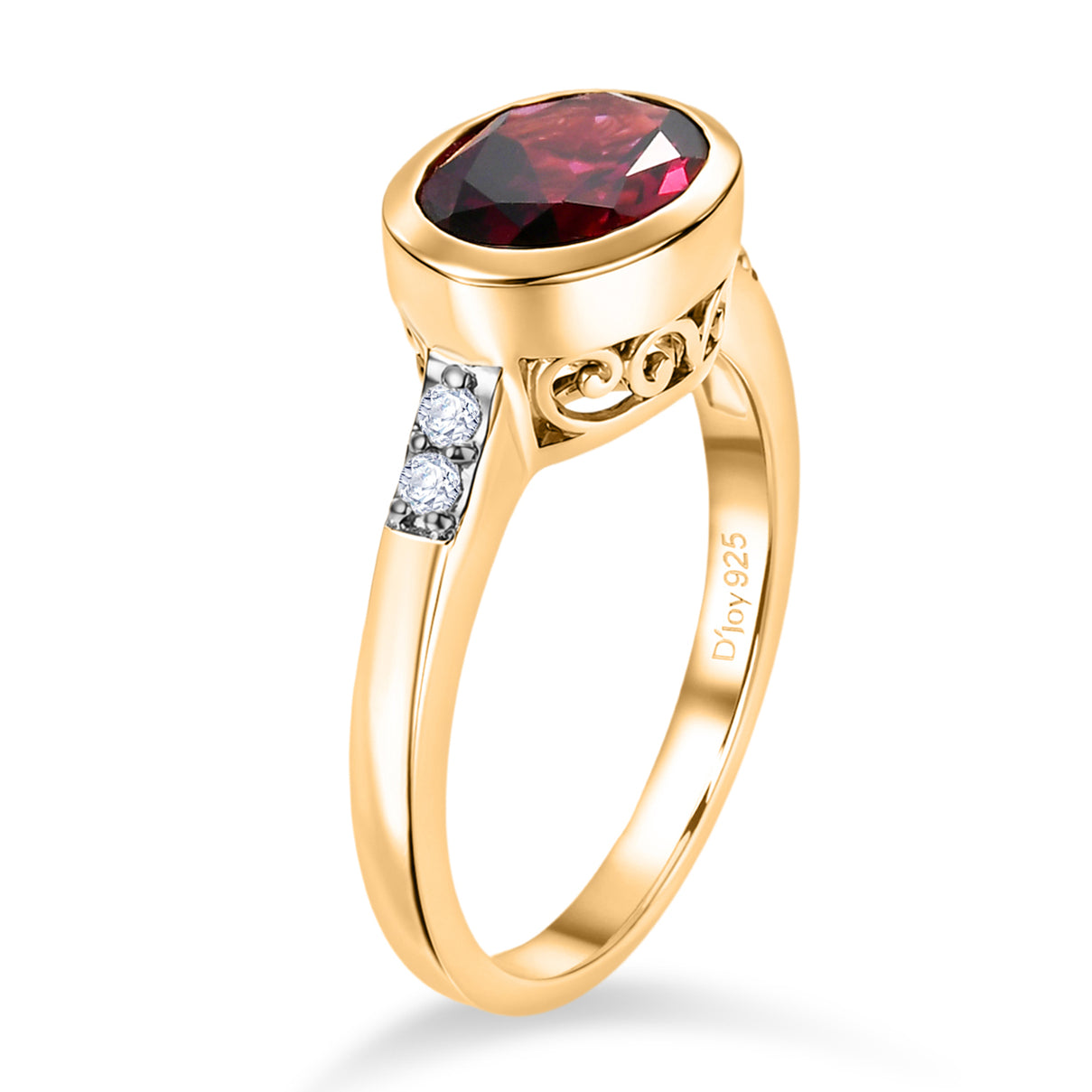 D'Joy Rhodolite Garnet &amp; White Zircon Ring in Yellow Gold Plated Sterling Silver 2.34 Ct. 8501762 6