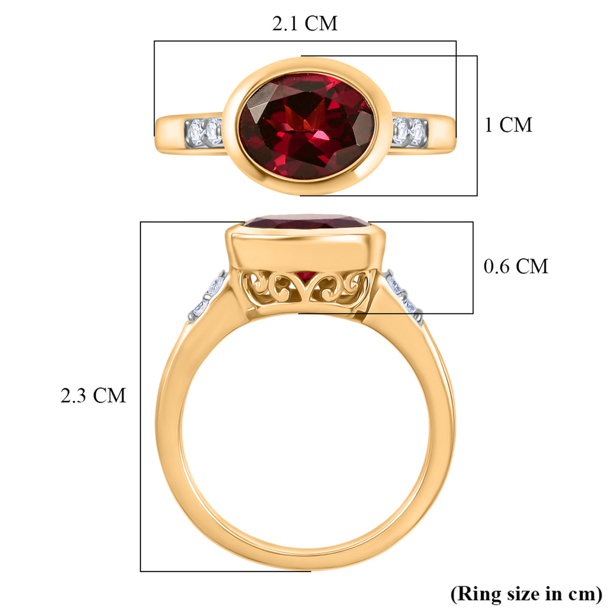 D'Joy Rhodolite Garnet &amp; White Zircon Ring in Yellow Gold Plated Sterling Silver 2.34 Ct. 8501762 8