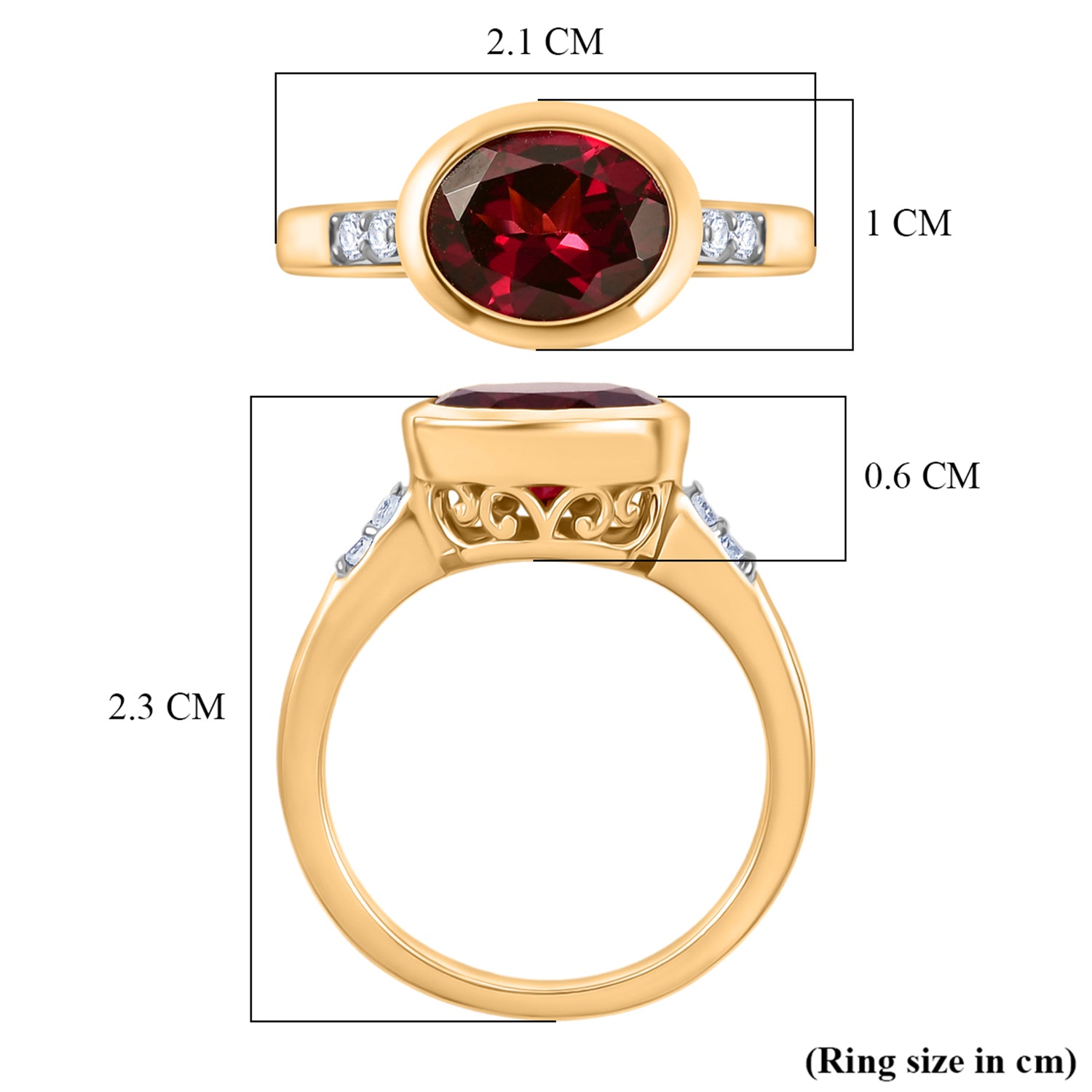 D'Joy Rhodolite Garnet &amp; White Zircon Ring in Yellow Gold Plated Sterling Silver 2.34 Ct. 8501762 8