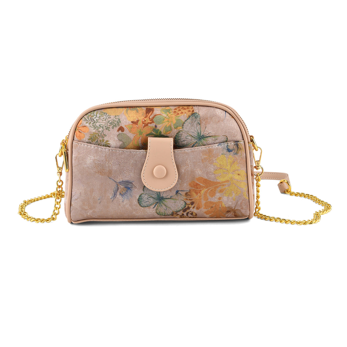 Designer Inspired Embroidered Crossbody Sling Bag with Chain Strap - Dusky Pink 8501915 0