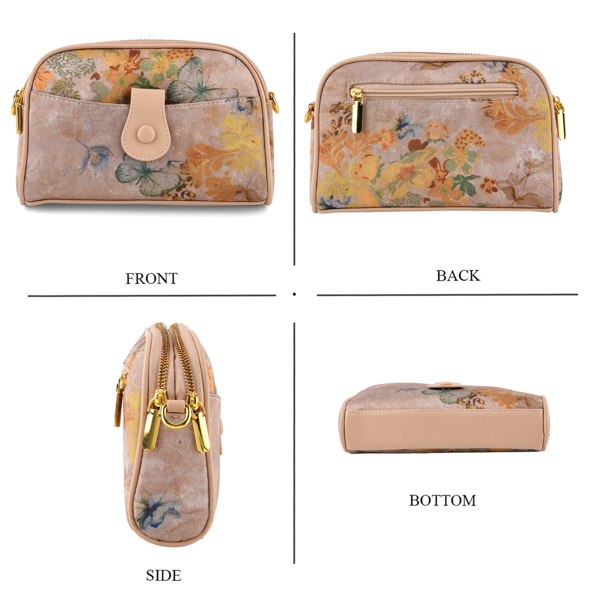 Designer Inspired Embroidered Crossbody Sling Bag with Chain Strap - Dusky Pink 8501915 4