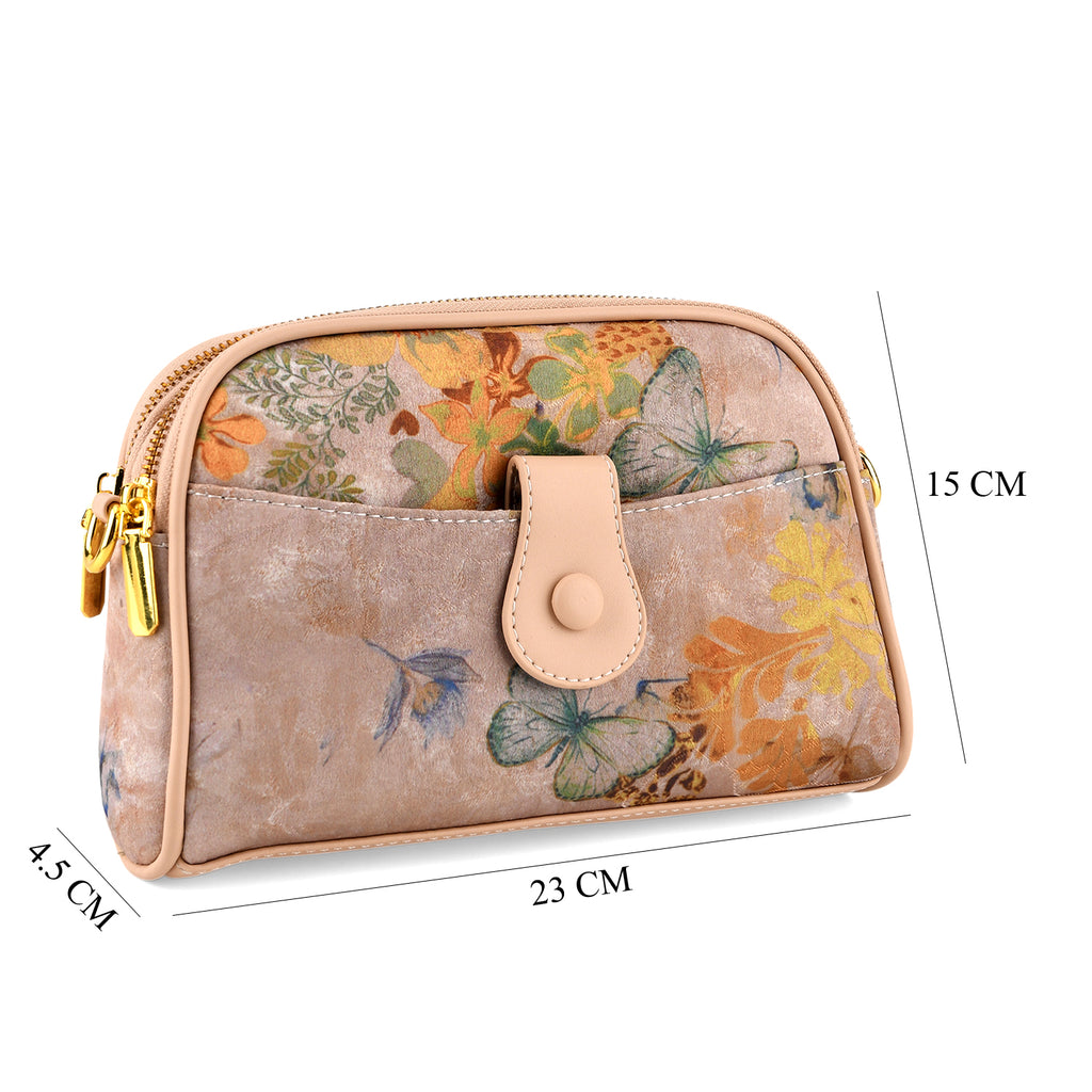 Designer Inspired Embroidered Crossbody Sling Bag with Chain Strap - Dusky Pink_8501915_7