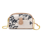 Designer Inspired Embroidered Crossbody Sling Bag with Chain Strap - Black and White_8501916