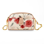 Designer Inspired Embroidered Crossbody Sling Bag with Chain Strap - Red Floral_8501918